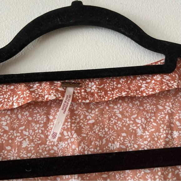 Free People Sienna Orange Floral Print Button Blouse - Picture 6 of 9